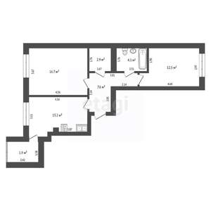 2-к квартира, вторичка, 57м2, 2/10 этаж