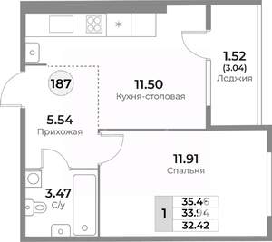 1-к квартира, вторичка, 34м2, 2/10 этаж