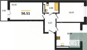 2-к квартира, вторичка, 57м2, 6/9 этаж