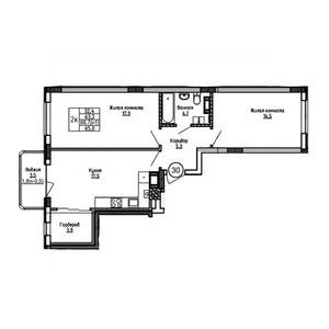 2-к квартира, вторичка, 65м2, 2/9 этаж