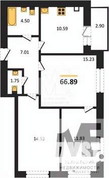 3-к квартира, вторичка, 67м2, 6/9 этаж