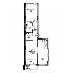 2-к квартира, вторичка, 57м2, 6/9 этаж