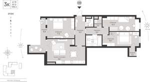 3-к квартира, вторичка, 105м2, 6/7 этаж