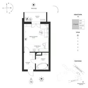 Студия квартира, вторичка, 31м2, 7/7 этаж