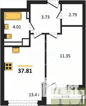 1-к квартира, вторичка, 38м2, 9/9 этаж