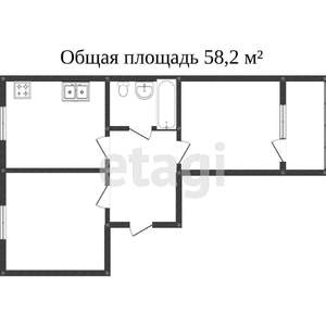 2-к квартира, вторичка, 59м2, 4/9 этаж