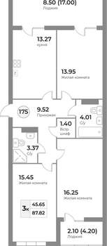 3-к квартира, вторичка, 88м2, 2/7 этаж