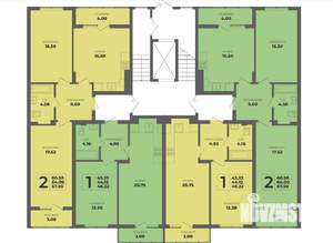 1-к квартира, строящийся дом, 44м2, 1/8 этаж