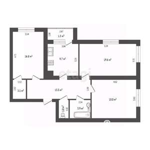 3-к квартира, вторичка, 86м2, 4/9 этаж