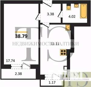 1-к квартира, вторичка, 39м2, 9/9 этаж