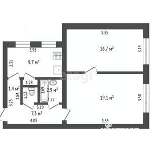 2-к квартира, вторичка, 57м2, 3/4 этаж