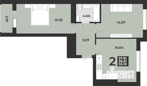 2-к квартира, вторичка, 58м2, 4/9 этаж