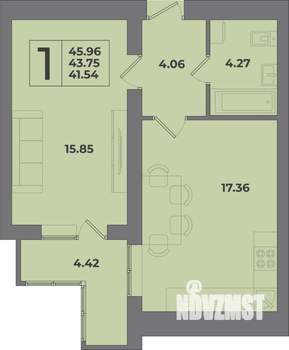 1-к квартира, вторичка, 46м2, 5/9 этаж