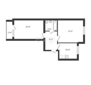 2-к квартира, вторичка, 57м2, 1/10 этаж