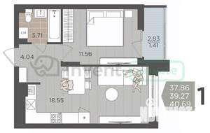 1-к квартира, вторичка, 39м2, 7/9 этаж