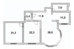 3-к квартира, вторичка, 102м2, 2/3 этаж
