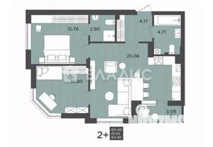 2-к квартира, сданный дом, 62м2, 5/9 этаж