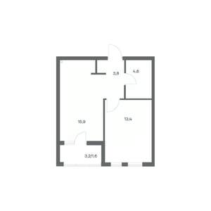 1-к квартира, строящийся дом, 39м2, 2/18 этаж