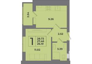 1-к квартира, строящийся дом, 29м2, 1/8 этаж