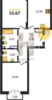 2-к квартира, вторичка, 54м2, 4/4 этаж