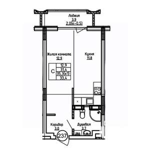 Студия квартира, вторичка, 33м2, 4/9 этаж