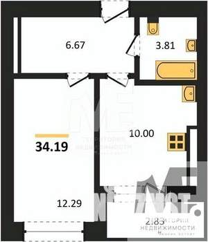 1-к квартира, вторичка, 34м2, 1/9 этаж