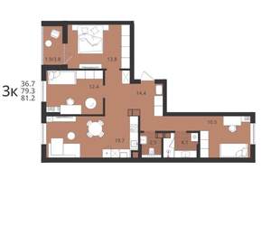 3-к квартира, вторичка, 79м2, 7/9 этаж