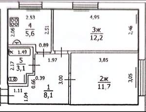 2-к квартира, вторичка, 40м2, 1/5 этаж