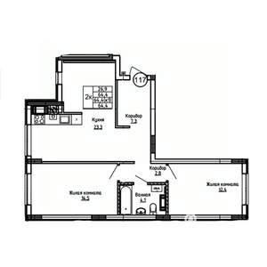 2-к квартира, вторичка, 64м2, 4/9 этаж