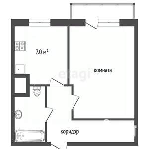 1-к квартира, вторичка, 33м2, 9/9 этаж