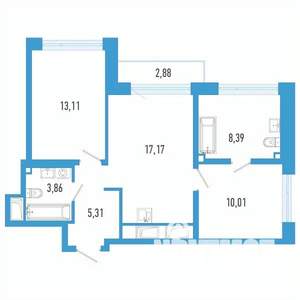 2-к квартира, вторичка, 59м2, 5/26 этаж