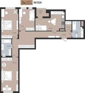 3-к квартира, вторичка, 100м2, 2/10 этаж