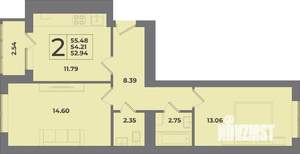 2-к квартира, вторичка, 55м2, 5/9 этаж