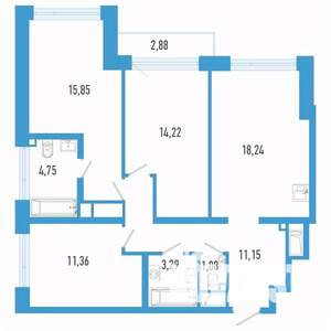 3-к квартира, вторичка, 81м2, 6/26 этаж