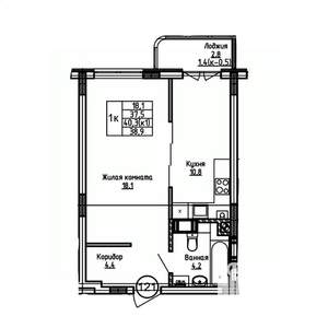 1-к квартира, вторичка, 39м2, 5/9 этаж