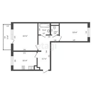 2-к квартира, вторичка, 60м2, 4/5 этаж