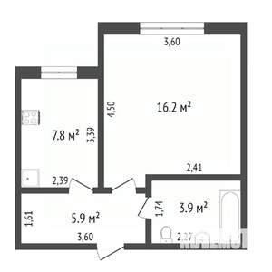 1-к квартира, вторичка, 34м2, 3/3 этаж