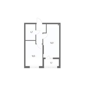 1-к квартира, строящийся дом, 39м2, 4/8 этаж