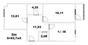 2-к квартира, вторичка, 63м2, 8/9 этаж