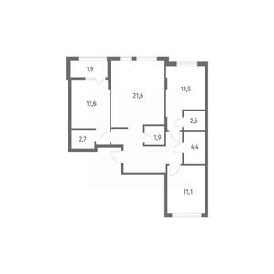 3-к квартира, строящийся дом, 85м2, 4/8 этаж