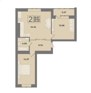2-к квартира, вторичка, 66м2, 3/10 этаж
