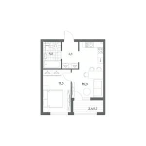 1-к квартира, вторичка, 37м2, 1/18 этаж