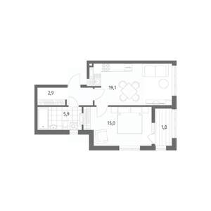 1-к квартира, строящийся дом, 48м2, 6/8 этаж