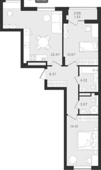 Студия квартира, вторичка, 67м2, 8/9 этаж