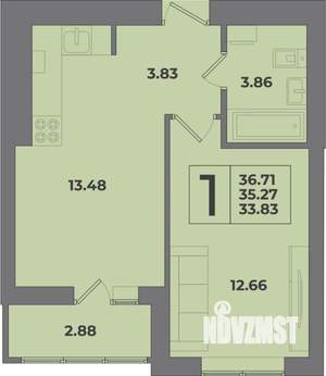 1-к квартира, вторичка, 37м2, 8/9 этаж