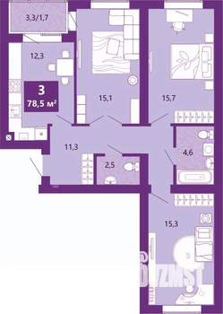 3-к квартира, вторичка, 80м2, 2/4 этаж