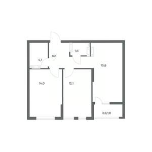 2-к квартира, строящийся дом, 56м2, 13/18 этаж