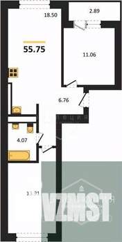 2-к квартира, вторичка, 56м2, 3/9 этаж