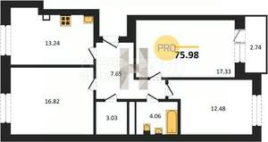 1-к квартира, вторичка, 30м2, 8/9 этаж