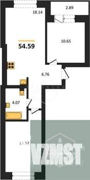2-к квартира, вторичка, 55м2, 1/9 этаж